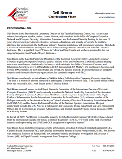 CV for Neil Broom Expert Witness in Computer Forensics Investigations in Hollywood California